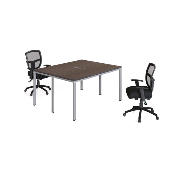 Boss Office Products Simple System Face to Face Double Desks in Driftwood