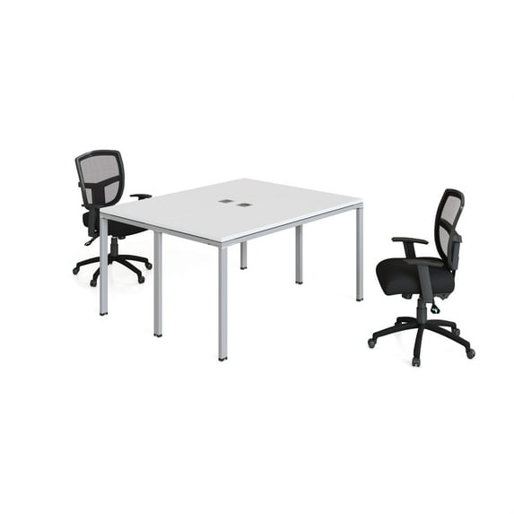 Boss Office Products Simple System Face to Face Double Desks in White