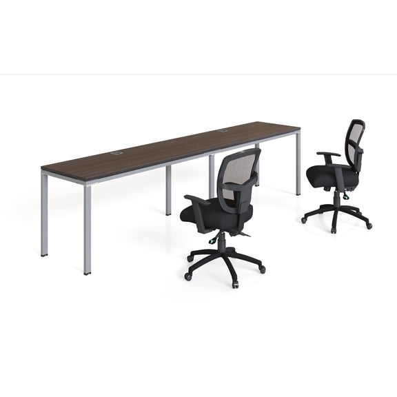 Boss Office Products Simple System Side by Side Double Desks in Driftwood