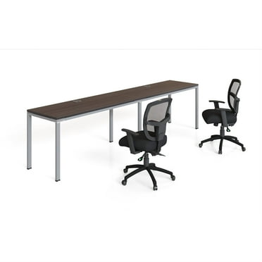 Boss Office Products Simple System Side by Side Double Desks in Driftwood