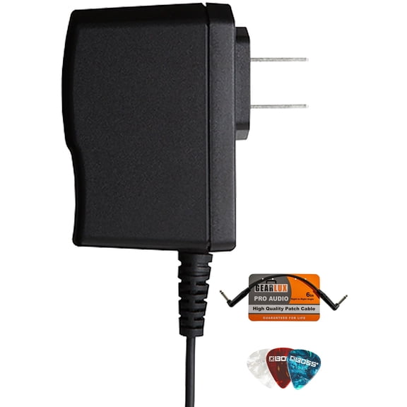 Boss PSA-120S2 Power Adapter Bundle with Patch Cable and Picks