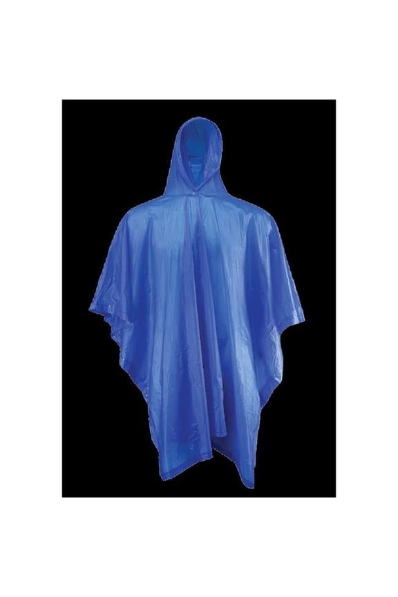 8113002 PVC Rain Poncho, Blue - One Size