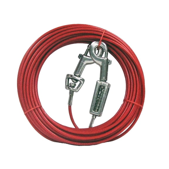 Boss Pet Products Tie-Out Cable With Spring - Vinyl-Coated, Outdoor, Large, 20'