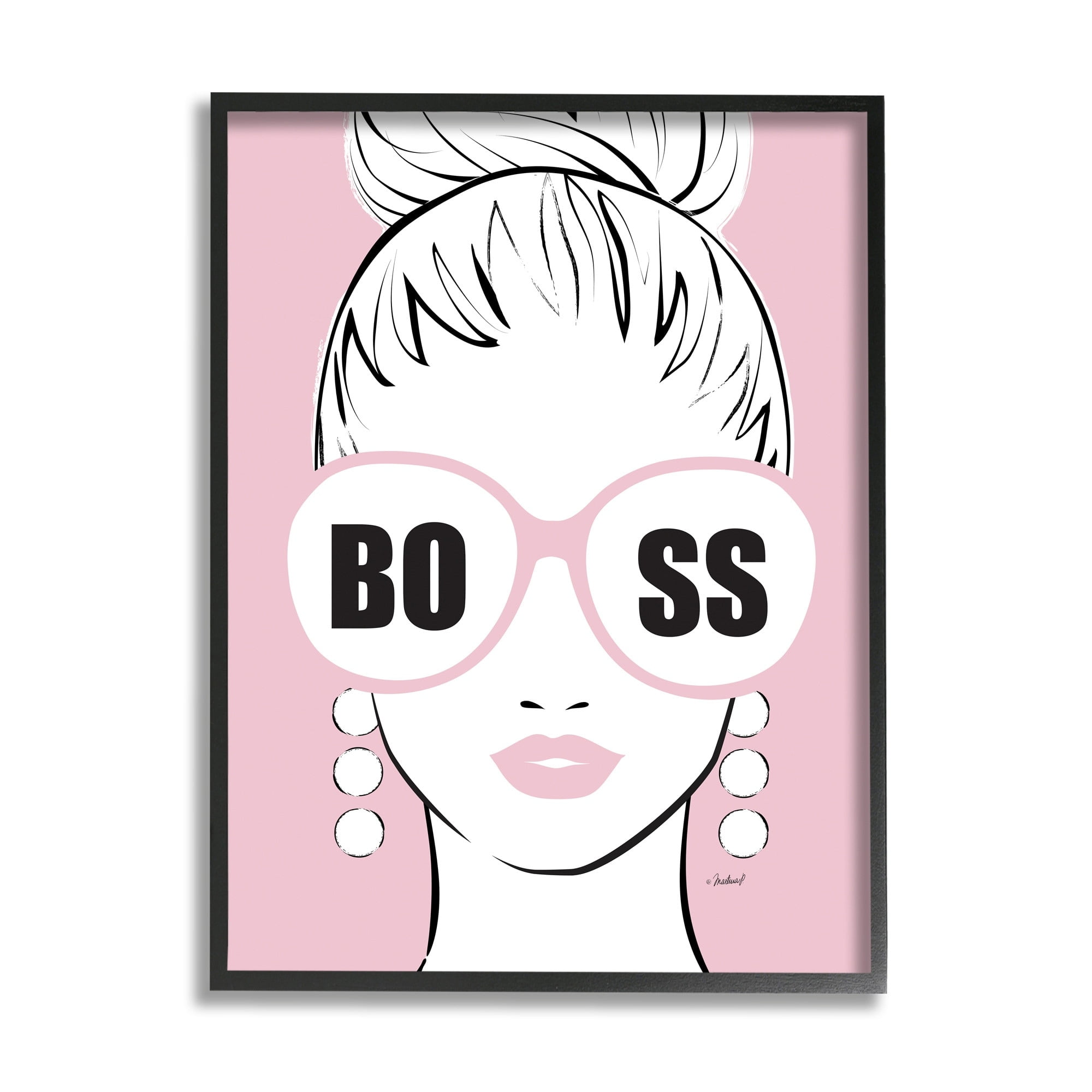 Boss Phrase Sunglasses Glam Female Pink Fashion 11 in x 14 in Framed Painting Art Prints, by Stupell Home Décor