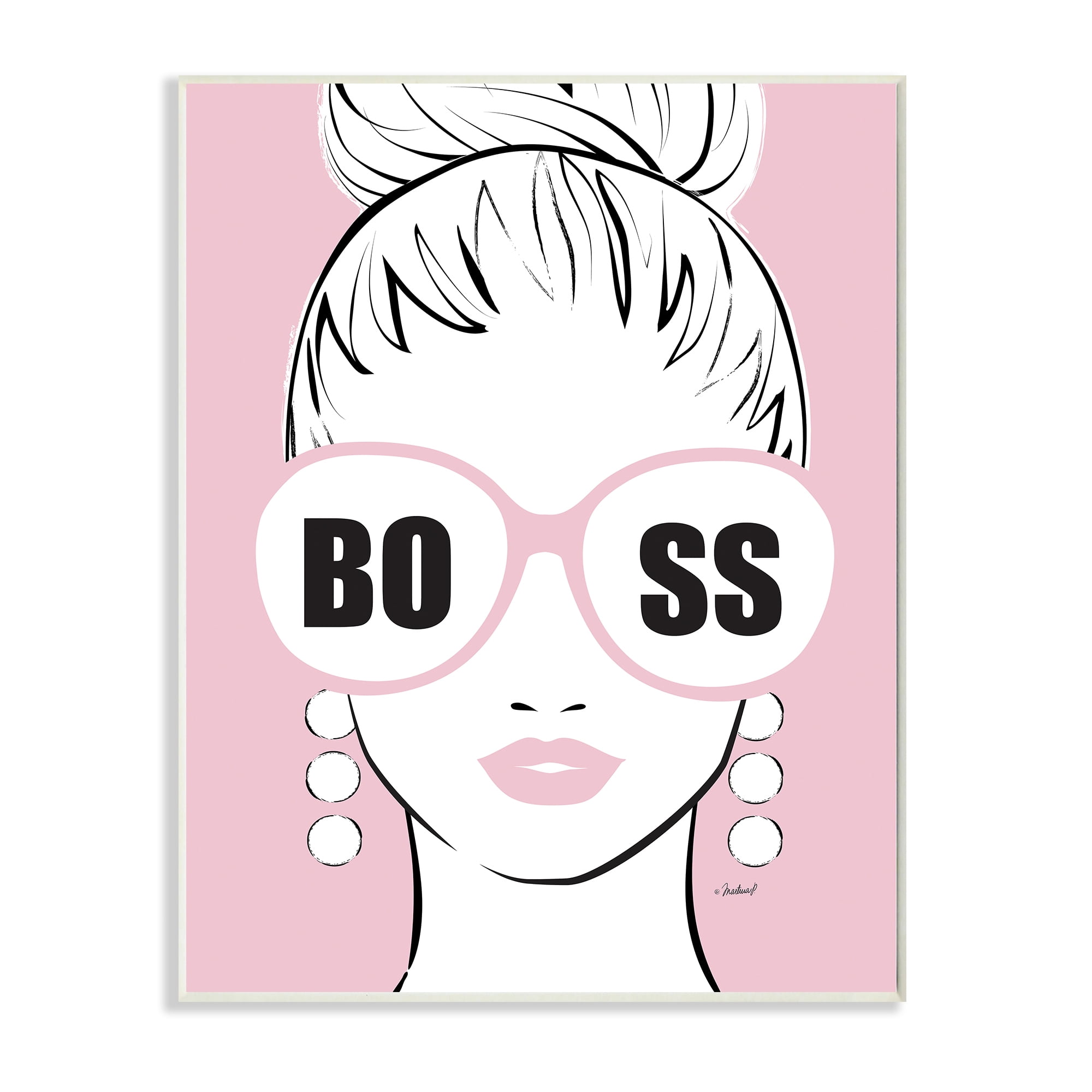 Boss Phrase Sunglasses Glam Female Pink Fashion 13 in x 19 in Framed Drawing Art Print, by Stupell Home Décor