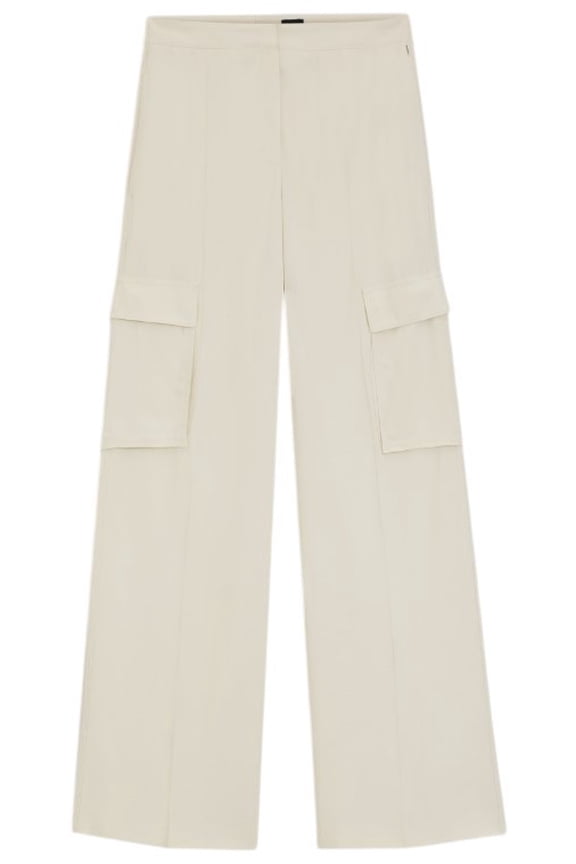 Pleat-Front Straight Leg Trousers With Cargo Pockets (Women's)