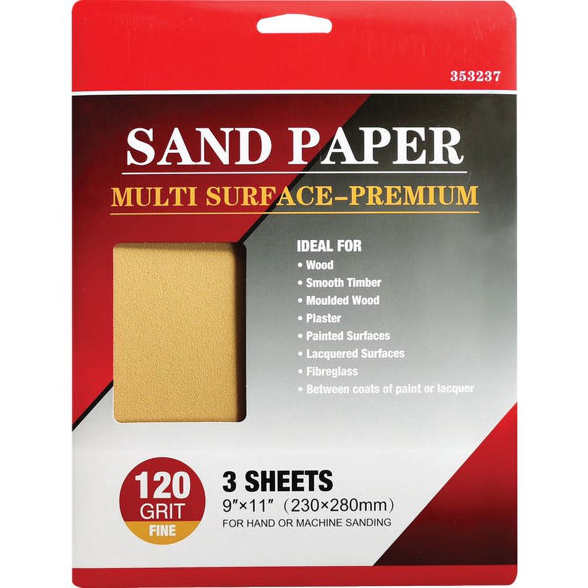 Boss Premium 9 In. x 11 In. 180 Grit Medium Sandpaper (3Pack) BS341487