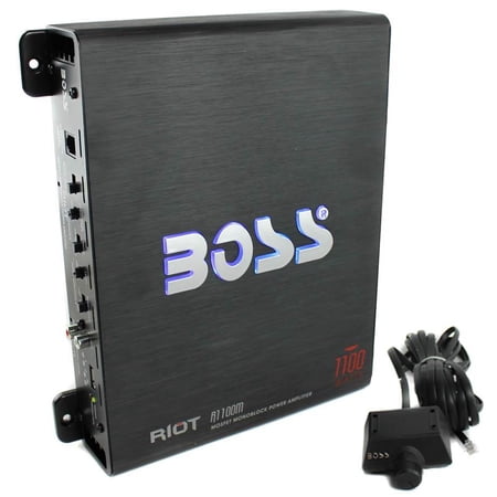 Boss Riot 1100W Monoblock Class A/B Car Amplifier And Sub Bass Remote | R1100M