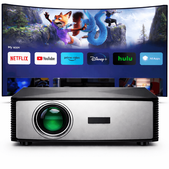 Boss Projector 1080P Mini Projector 5000 Lumens Portable Home Theater Smart Android 12 WiFi 6 Bluetooth Auto Keystone