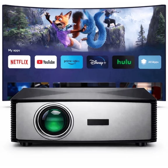 Boss Projector Mini 4K Support, Portable Smart Projector with Wifi 6 and Bluetooth, 5000 Lumens, Auto Keystone, Android 12