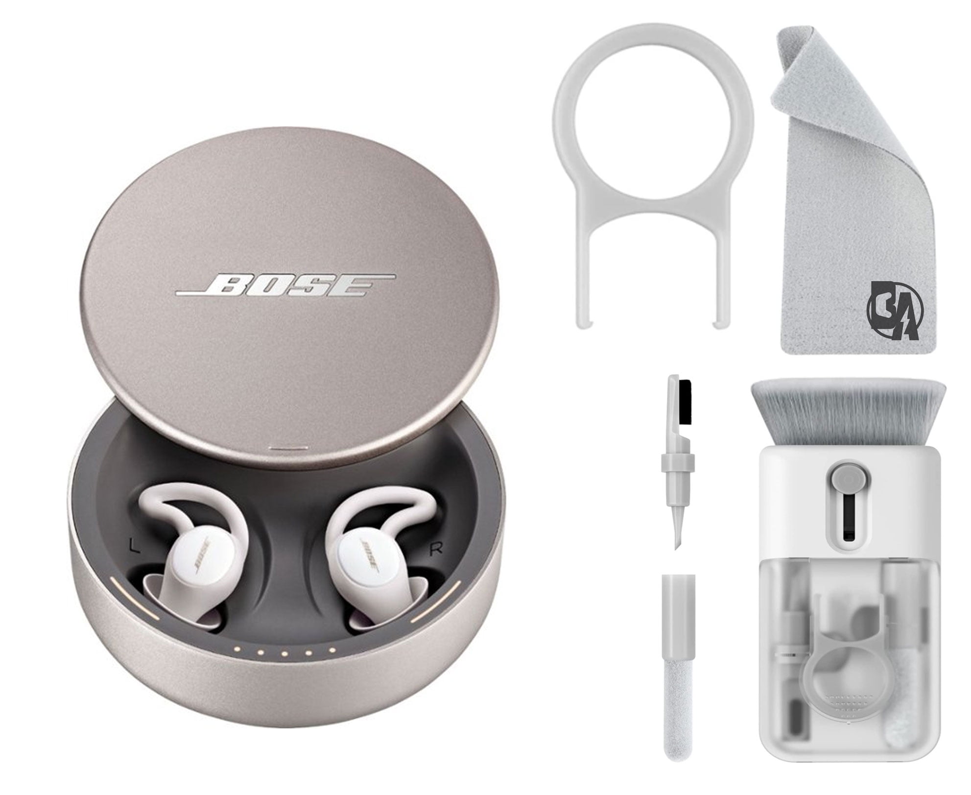Boss - Sleepbuds II — Soothing Sounds and Noise-masking Technology Designed  for Better Sleep - White/Silver With Cleaning Kit BOLT AXTION Bundle Used