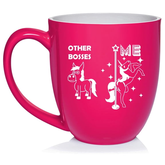 Boss Superstar Unicorn Funny Ceramic Coffee Mug Tea Cup Gift for Her, Gift For Boss (16oz Hot Pink)
