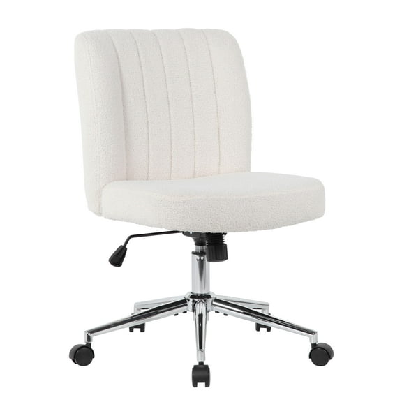 Boss Office Products Task Chair with Chrome Base, Cream Boucle