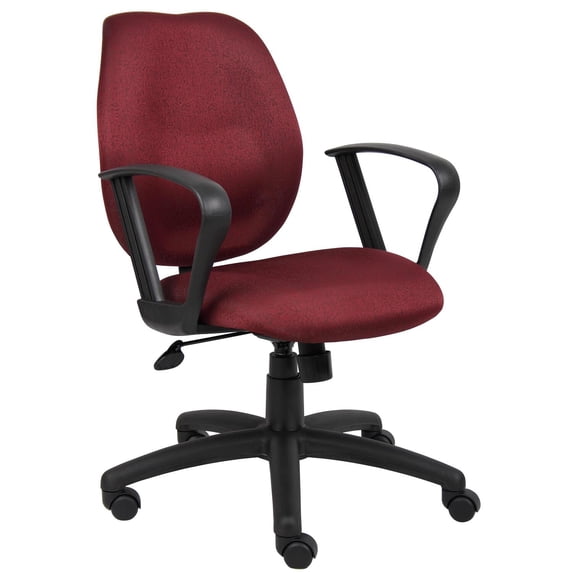 Boss Office Products Task Chair with Loop Arms-Color:Burgundy