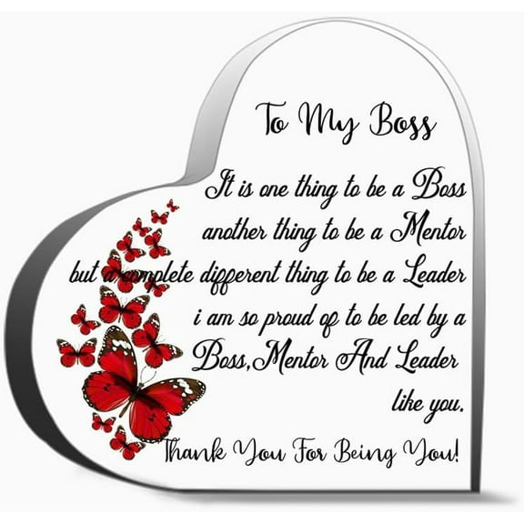Only A Boss As Wonderful As You Could Have Employees As Awesome As Us Happy Boss S Day Unique Acrylic Heart Shaped Plaque Desk Decorations Present For Christmas Wedding Gifts