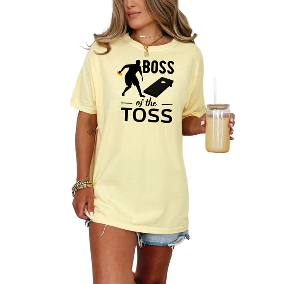 Boss of the Toss, Cornhole Game Themed, Butter Comfort Colors T-Shirt, Small
