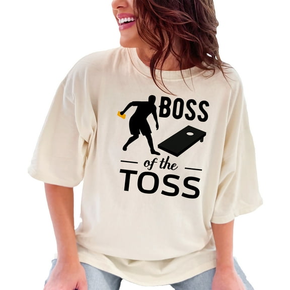 Boss of the Toss, Cornhole Game Themed, Ivory Comfort Colors T-Shirt, Small