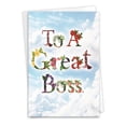 thumbnail image 1 of Boss's Day Greeting Card (Boss) with 5 x 7 Inch Envelope - Thanks A Bunch - Florals and Leaves Entwining Letters Against Blue Sky, 1 of 6