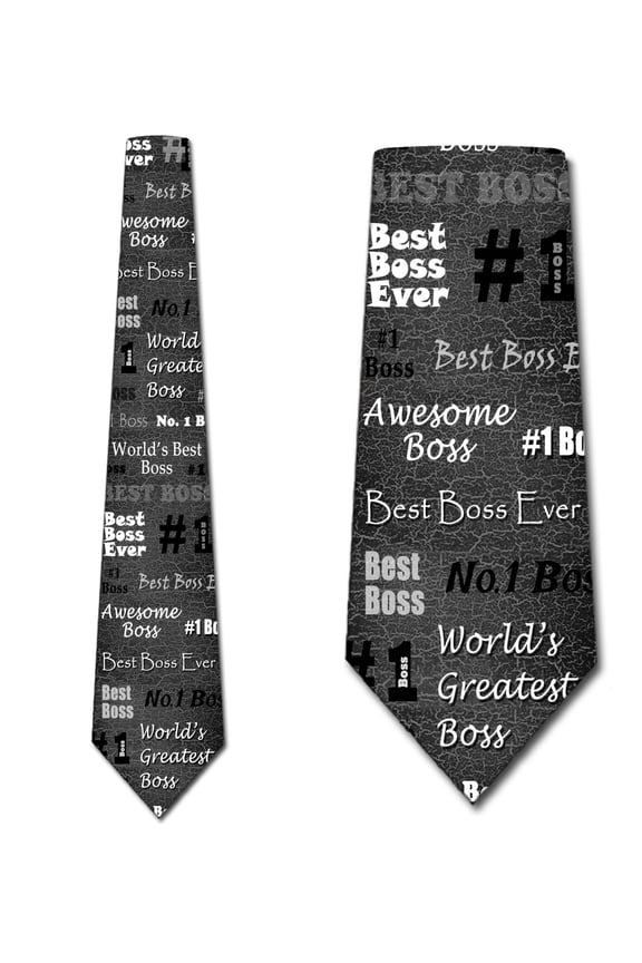 Boss's Day Ties Boss Neck Tie Mens Manager Gift Black by Three Rooker