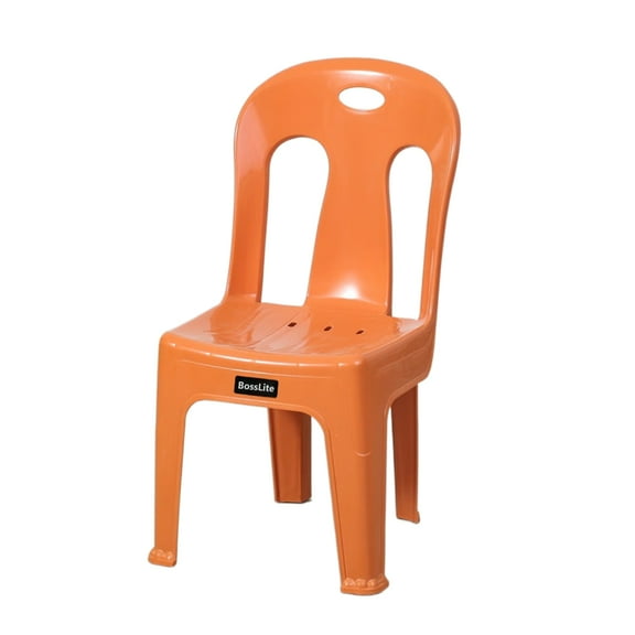 BossLite Chairs, Outdoor/Indoor Stacking Resin Chair with Back, 2-Pack, Orange