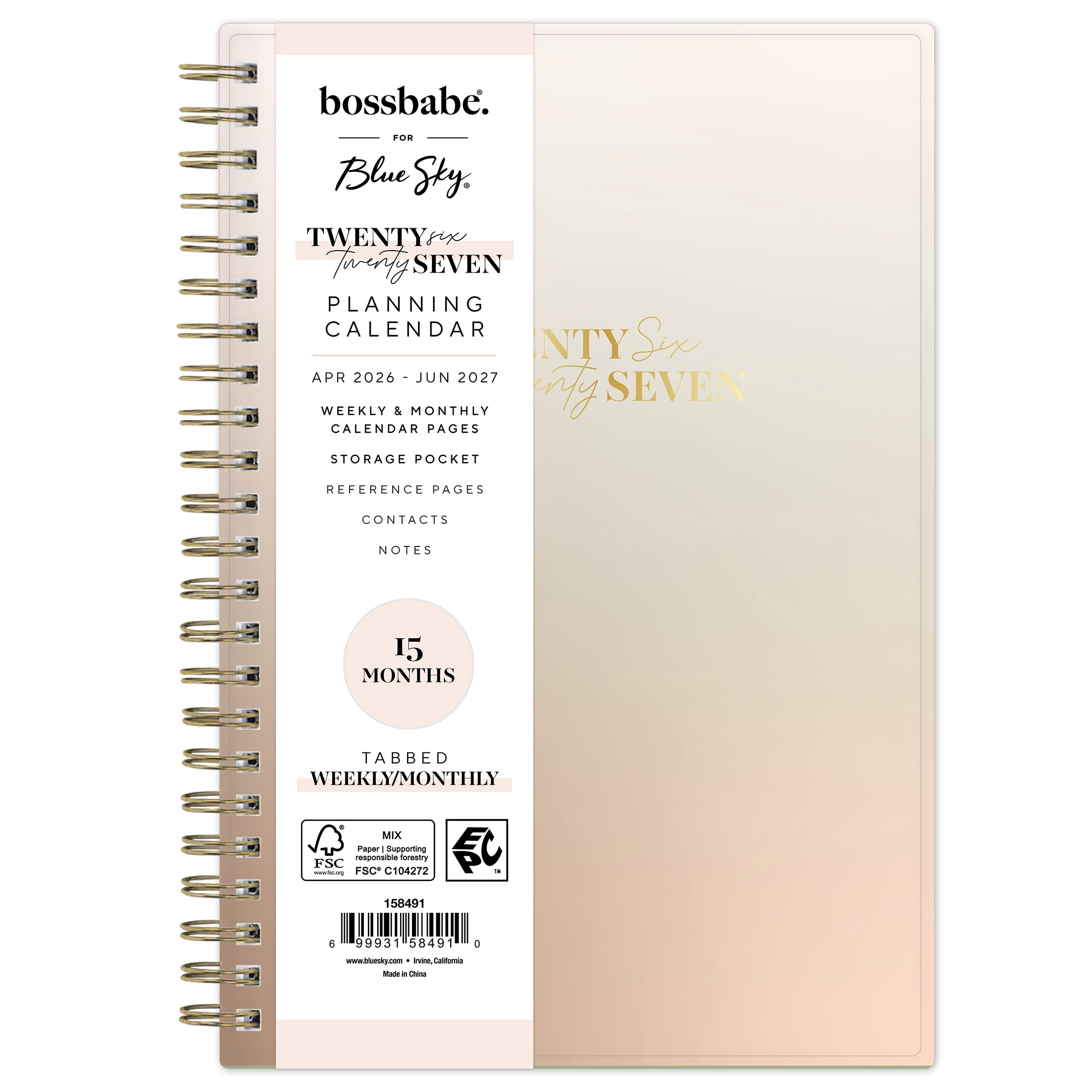 Bossbabe for Blue Sky Monthly Weekly Planner, 5" x 8", Wanisa 15-Month (April 2026 - June 2027)