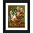 thumbnail image 1 of Bosschaert the Elder, Ambrosius 15x18 Black Ornate Wood Framed with Double Matting Museum Art Print Titled - Flowers in a vase, 1 of 4