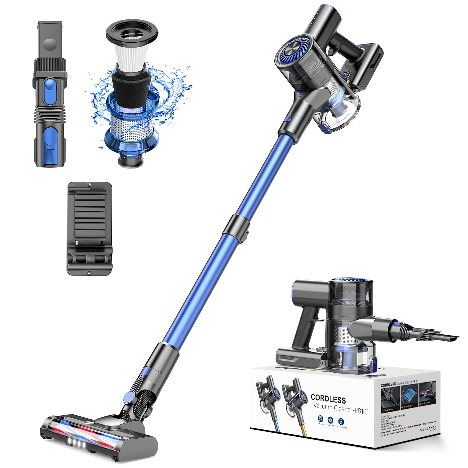 Bossdan Cordless Vacuum Lightweight Stick Vacuum Cleaner for Hardwood Floor Quiet Blue New