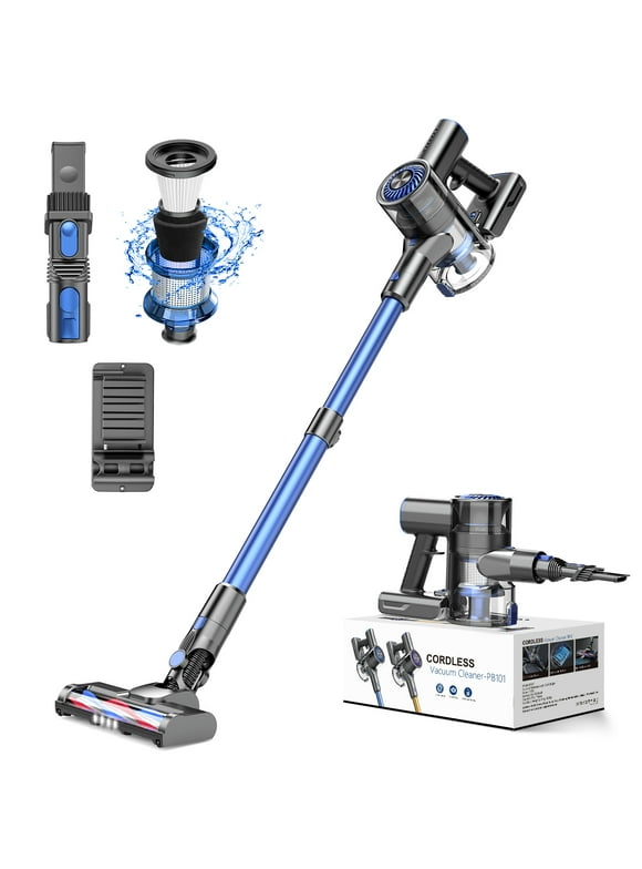 Bossdan Cordless Vacuum, Lightweight  Stick Vacuum Cleaner for Hardwood Floor, Quiet, Blue, New