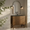 thumbnail image 1 of Bosse 36" Freestanding Bathroom Vanity in Brown Oak with Black Sink Top, 1 of 11