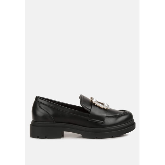 Bossi Faux Leather Loafers With Buckle Embellishment