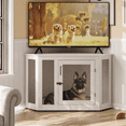 thumbnail image 1 of Bossin 44"Corner Dog Crate Furniture，Wooden Dog Kennel Indoor Furniture，Decorative Dog Crate, Dog Kennel TV Stand End Table for Small to Large Dogs, 1 of 8