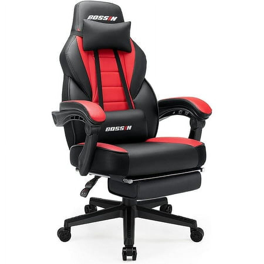 Bossin Gaming Chairs with Footrest,2022 Leather Game Chair for Adults,Big and Tall Gamer Chair with Headrest and Lumbar Support