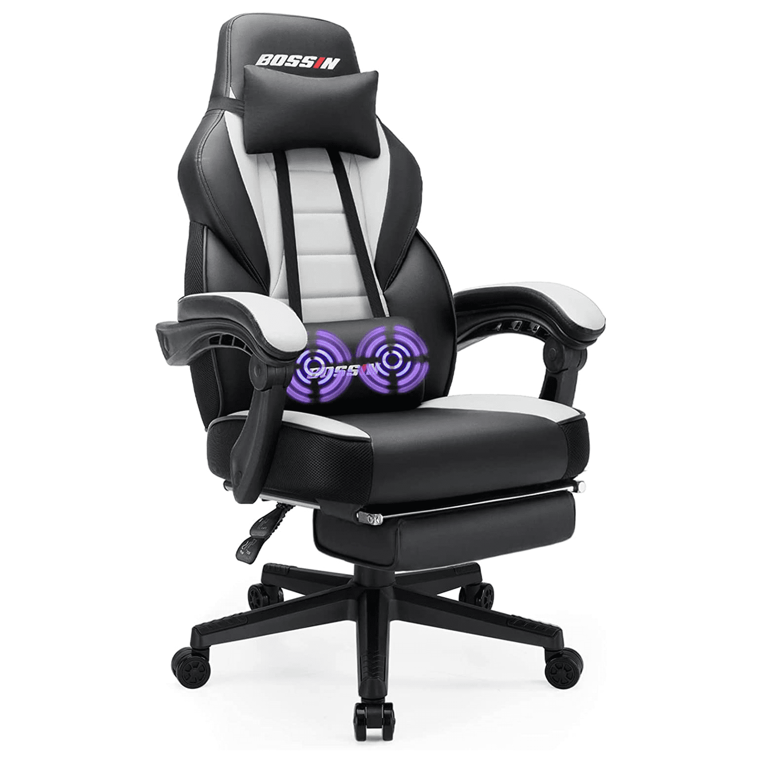 Bossin Gaming Chairs with Footrest 2022 Leather Game Chair for Adults Big and Tall Gamer Chair with Headrest and Lumbar Support