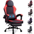 thumbnail image 1 of Bossin Gaming Chairs with Footrest, Massage Leather Game Chair for Adults, Big and Tall Gamer Chair with Headrest and Lumbar Support, 1 of 7