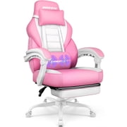 Bossin Gaming Chairs with Footrest, Massage Leather Game Chair for Adults, Big and Tall Gamer Chair with Headrest and Lumbar Support