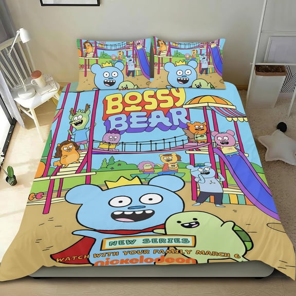 Bossy Bear-themed Bed Sheet Set Three Piece Set Comfortable And Skin Friendly Unique Design Home Decor Gifts For Family Friends fans36x75Inches90cm*190cm