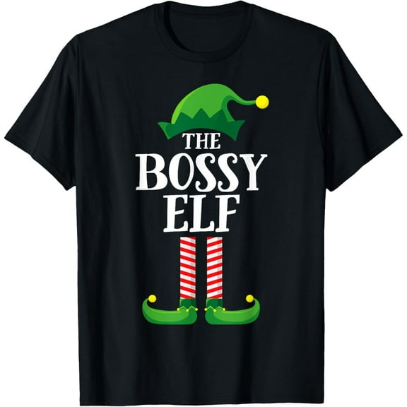 Bossy Elf Matching Family Group Christmas Party Pyjamas T-Shirt