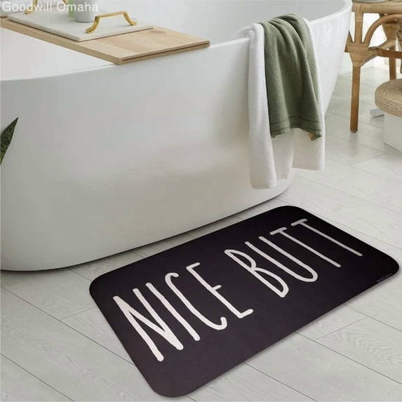 Bostanza "Nice Butt" Black Super Absorbent Quick Dry Bath Mat 44X69Cm