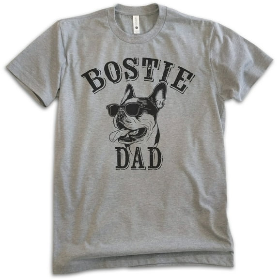Bostie Dad T-shirt, Unisex Men's Shirt, Boston Terrier Owner, Best Dog Dad Gift, Dark Heather Gray, X-Large