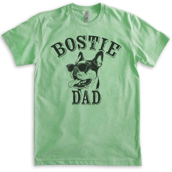 Bostie Dad T-shirt, Unisex Men's Shirt, Boston Terrier Owner, Best Dog Dad Gift, Heather Apple Green, Large