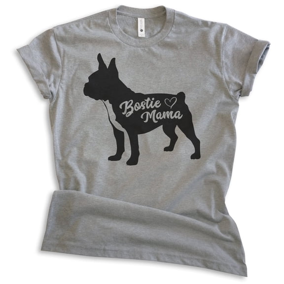 Bostie Mama T-shirt, Unisex Women's Shirt, Boston Terrier Owner, Best Dog Mom Gift, Dark Heather Gray, X-Large