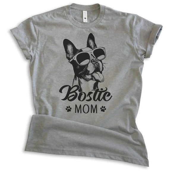Bostie Mom T-shirt, Unisex Women's Shirt, Boston Terrier Owner, Best Dog Mom Gift, Dark Heather Gray, Medium