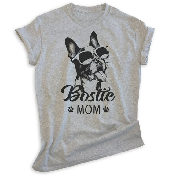 Bostie Mom T-shirt, Unisex Women's Shirt, Boston Terrier Owner, Best Dog Mom Gift, Heather Gray, XX-Large