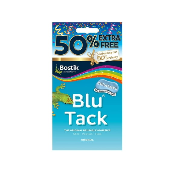Bostik Blu Tack Blue Re-usable Mastic Putty Handy Size 50% Extra Free 30615681