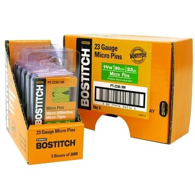 Bostitch 1 in. 23 Ga. Angled Strip Micro Pins Smooth Shank 3,000 pk