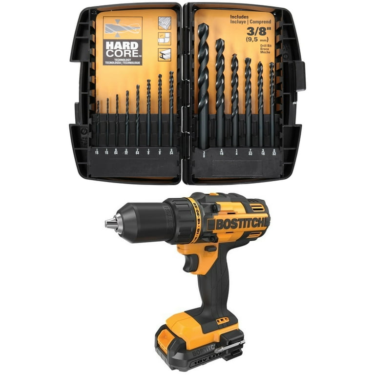 Bostitch 18V Lithium 1 2 Drill Driver Kit and Bonus Drill Bit Set Bundle Walmart