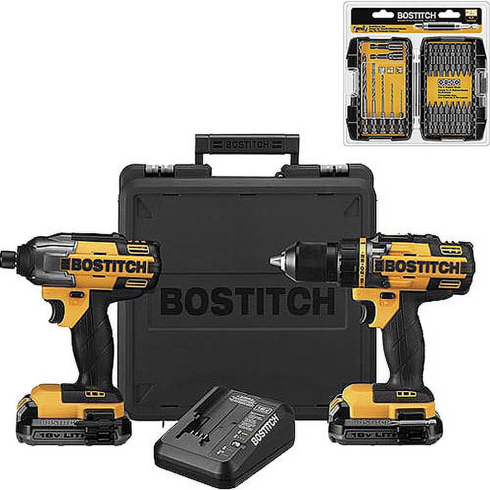 Bostitch 18V Lithium Drill/Impact Combo Kit and Bonus 25Piece Impact