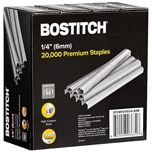Bostitch B8 Staples 1/4 Inch PowerCrown Staples Pack of 20,000