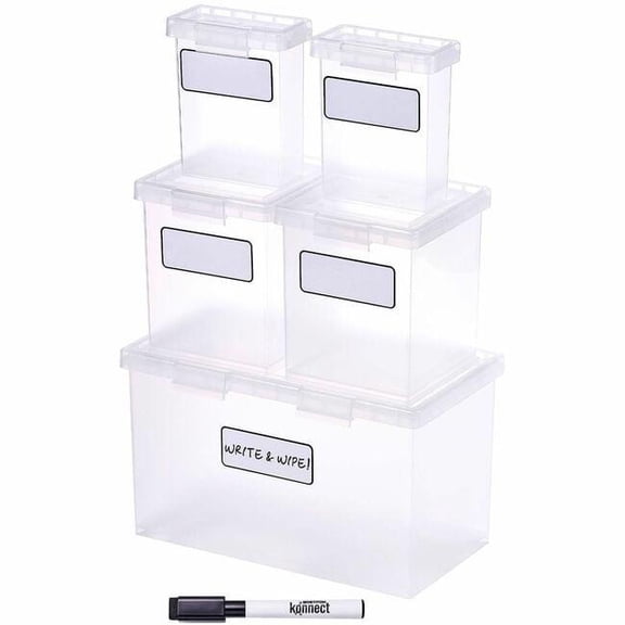 Bostitch BOS23234 Nest Stacking Boxes, Clear - Pack of 5