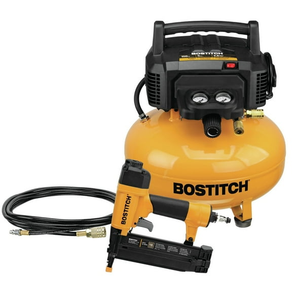 Bostitch BXCM1KIT 6 Gallon 150 PSI Electric Pancake Air Compressor with Brad Nailer Kit